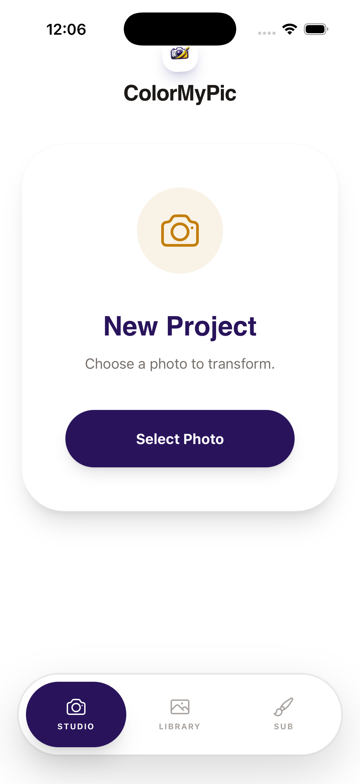 Select photo in ColorMyPic studio